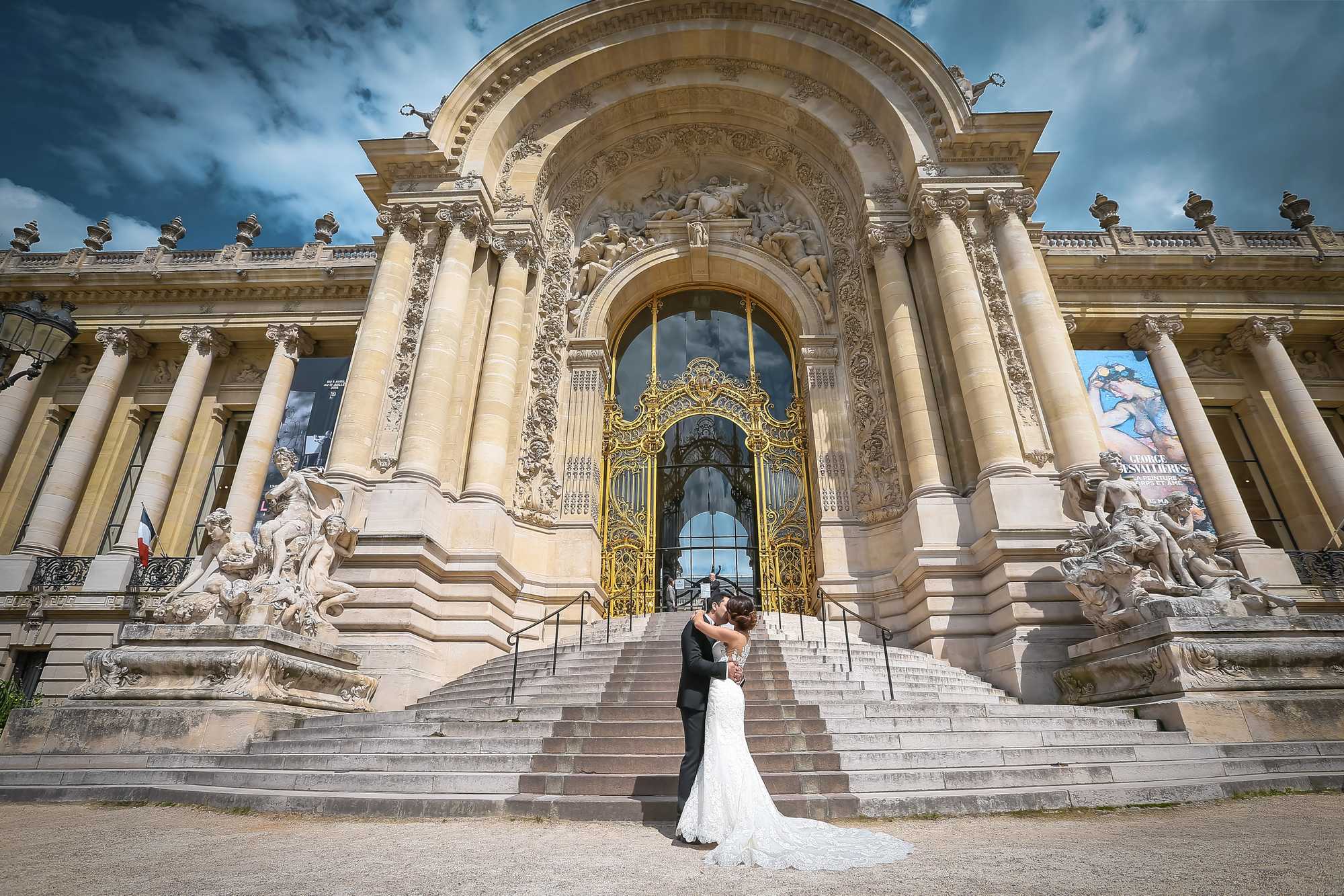 Elegant wedding photo shoot in Paris with Eiffel Tower backdrop